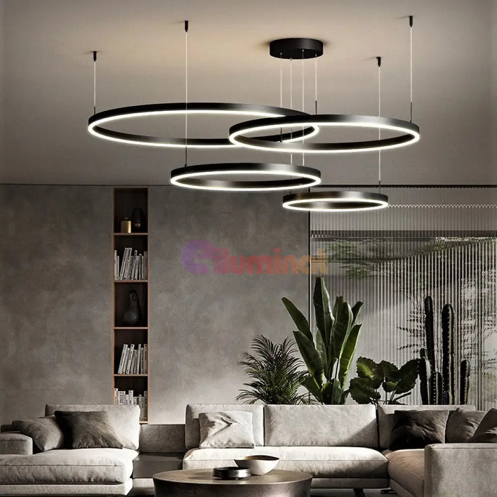 Lustra Led 226W Wonderland Black 4 Segmente Mobile Telecomanda Chandeliers