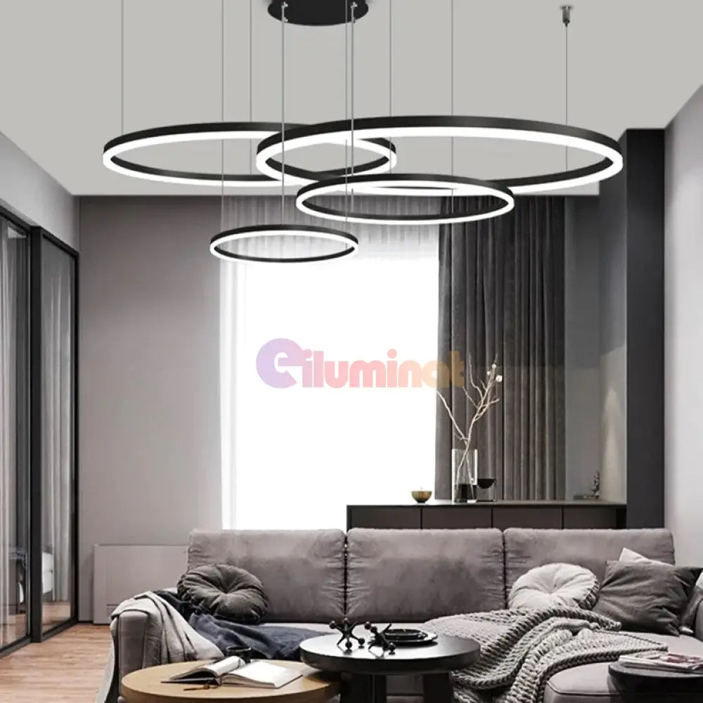 Lustra Led Wonderland Black 4 Segmente Mobile Echivalent 800W Chandeliers