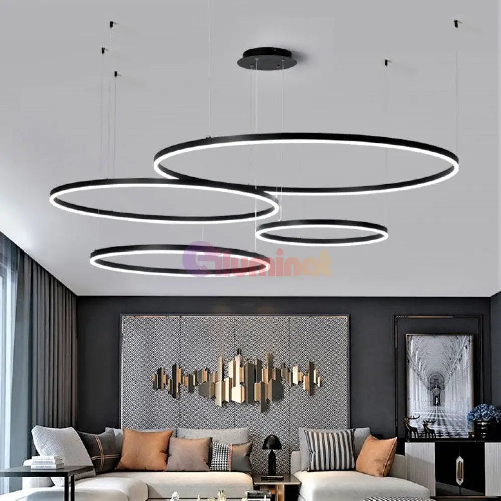 Lustra Led 226W Wonderland Black 4 Segmente Mobile Telecomanda Chandeliers