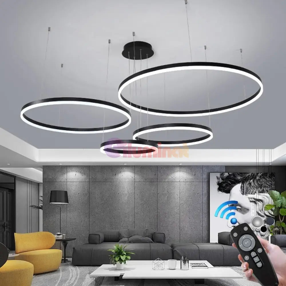 Lustra Led Wonderland Black 4 Segmente Mobile Echivalent 800W Chandeliers