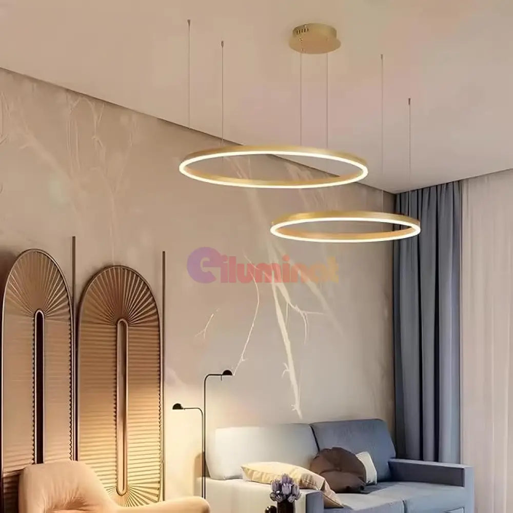 Lustra LED WONDERLAND Gold 2 Segmente Mobile Echivalent 500W Telecomanda AURIE / SUSPENDATE / 60CM Lighting Fixtures