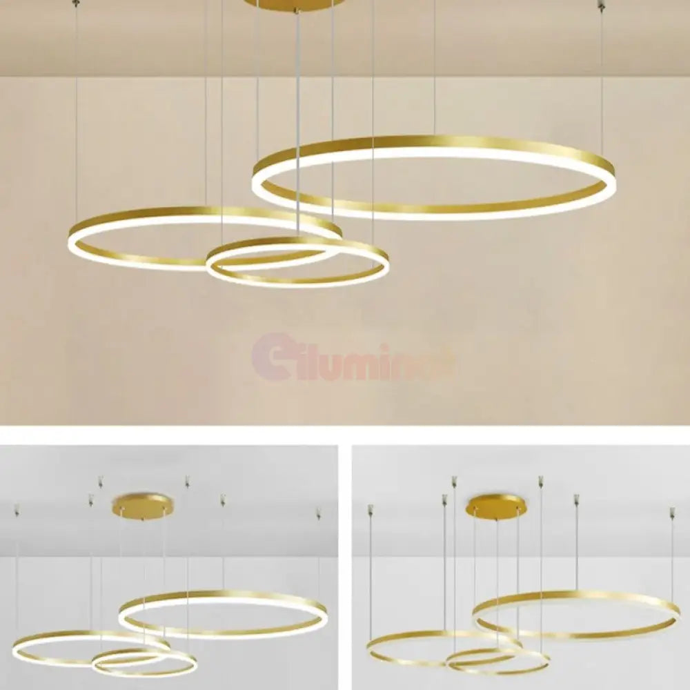 Lustra Led Wonderland Gold 3 Segmente Mobile Telecomanda - 30 + 40 + 60Cm Chandeliers