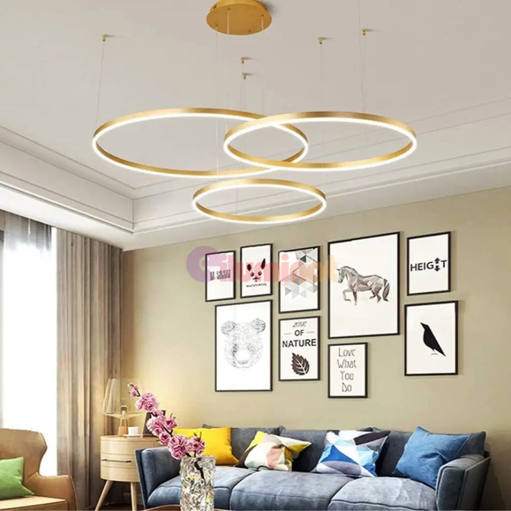 Lustra Led Wonderland Gold 3 Segmente Mobile Telecomanda - 30 + 40 + 60Cm Chandeliers