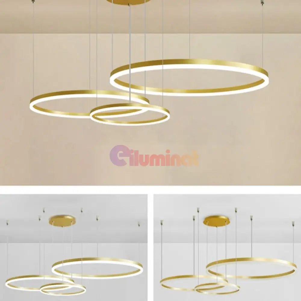 Lustra Led Wonderland Gold 3 Segmente Mobile Telecomanda - 30 + 40 + 60Cm Chandeliers