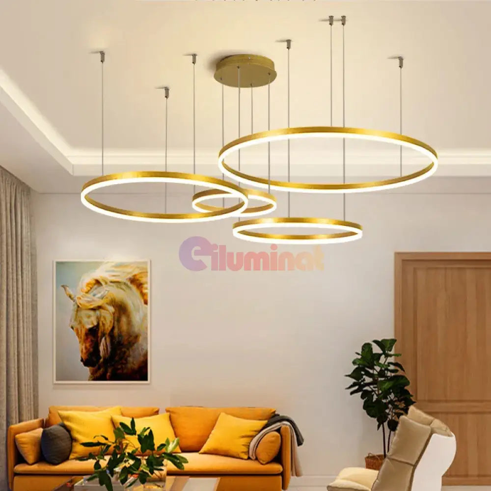 Lustra Led 226W Wonderland Gold 4 Segmente Mobile Telecomanda Lighting Fixtures