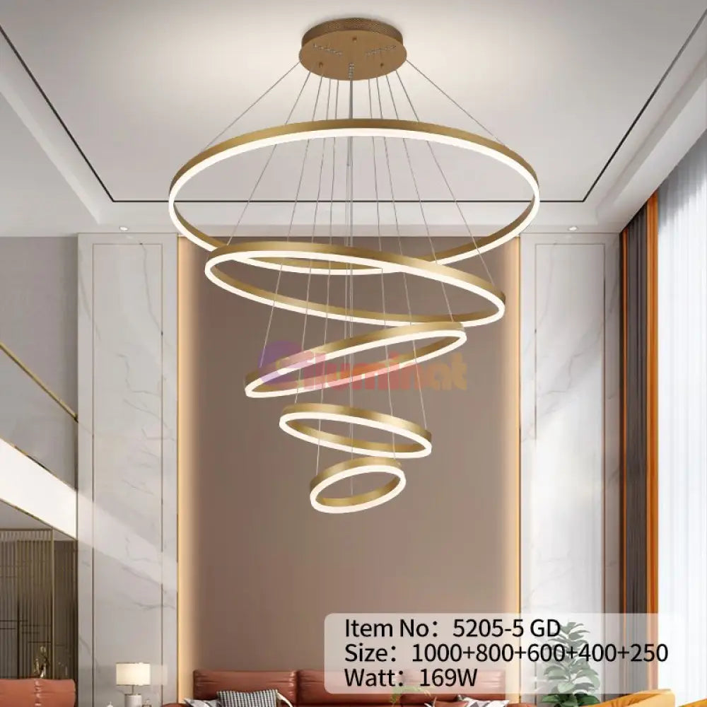 Lustra Led Wonderland Gold 5 Segmente Echivalent 1200W Telecomanda Chandeliers