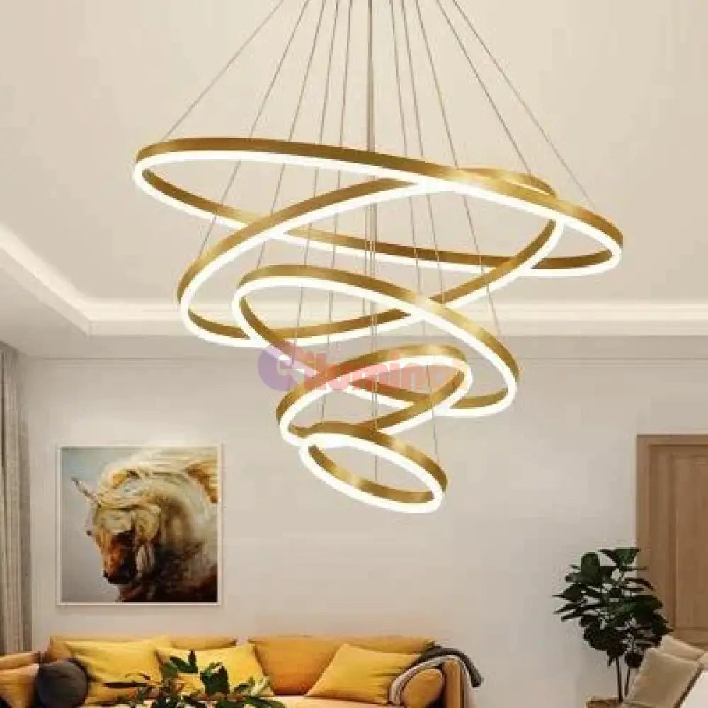 Lustra Led 370W Wonderland Gold 5 Segmente Telecomanda Chandeliers