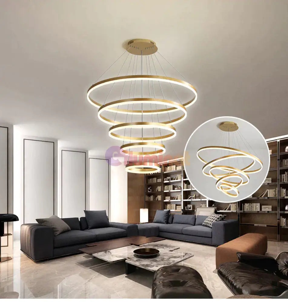 Lustra Led 370W Wonderland Gold 5 Segmente Telecomanda Chandeliers