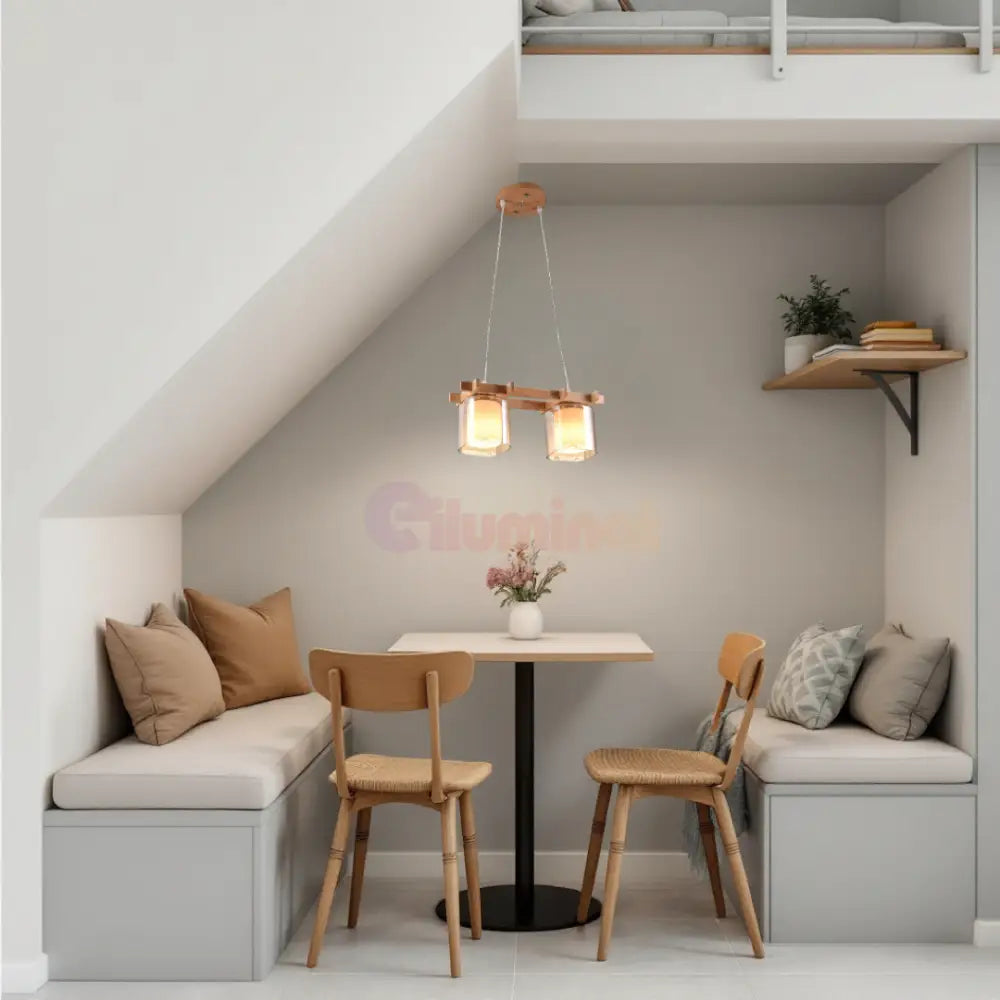 Lustra Lemn 2xE27 NovaWood HY-C5120/2LEMN LEMN Lighting Fixtures