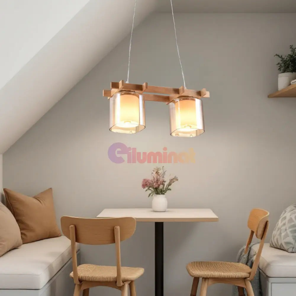 Lustra Lemn 2xE27 NovaWood HY-C5120/2LEMN LEMN Lighting Fixtures