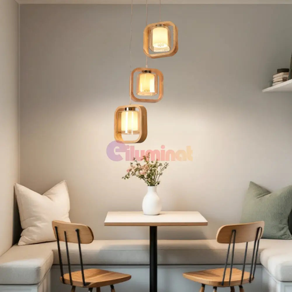 Lustra Lemn 3xE27 NovaWood - HY-C5111/3LEMN LEMN Lighting Fixtures