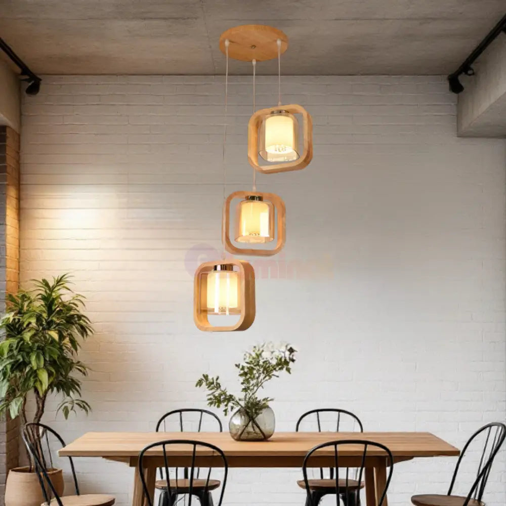 Lustra Lemn 3xE27 NovaWood - HY-C5111/3LEMN LEMN Lighting Fixtures