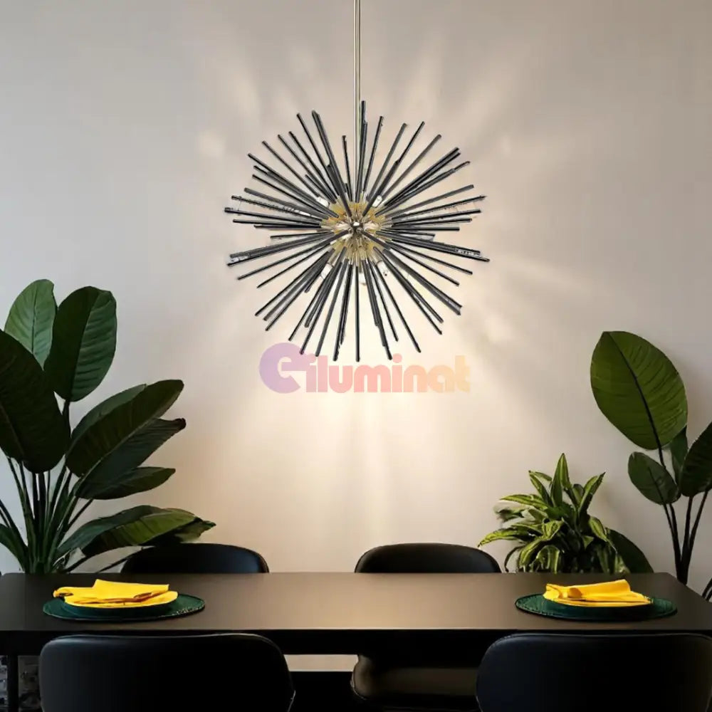 Lustra LED Black + Gold Serico NEGRU + AURIU / MINIMALIST DESIGN Lighting Fixtures