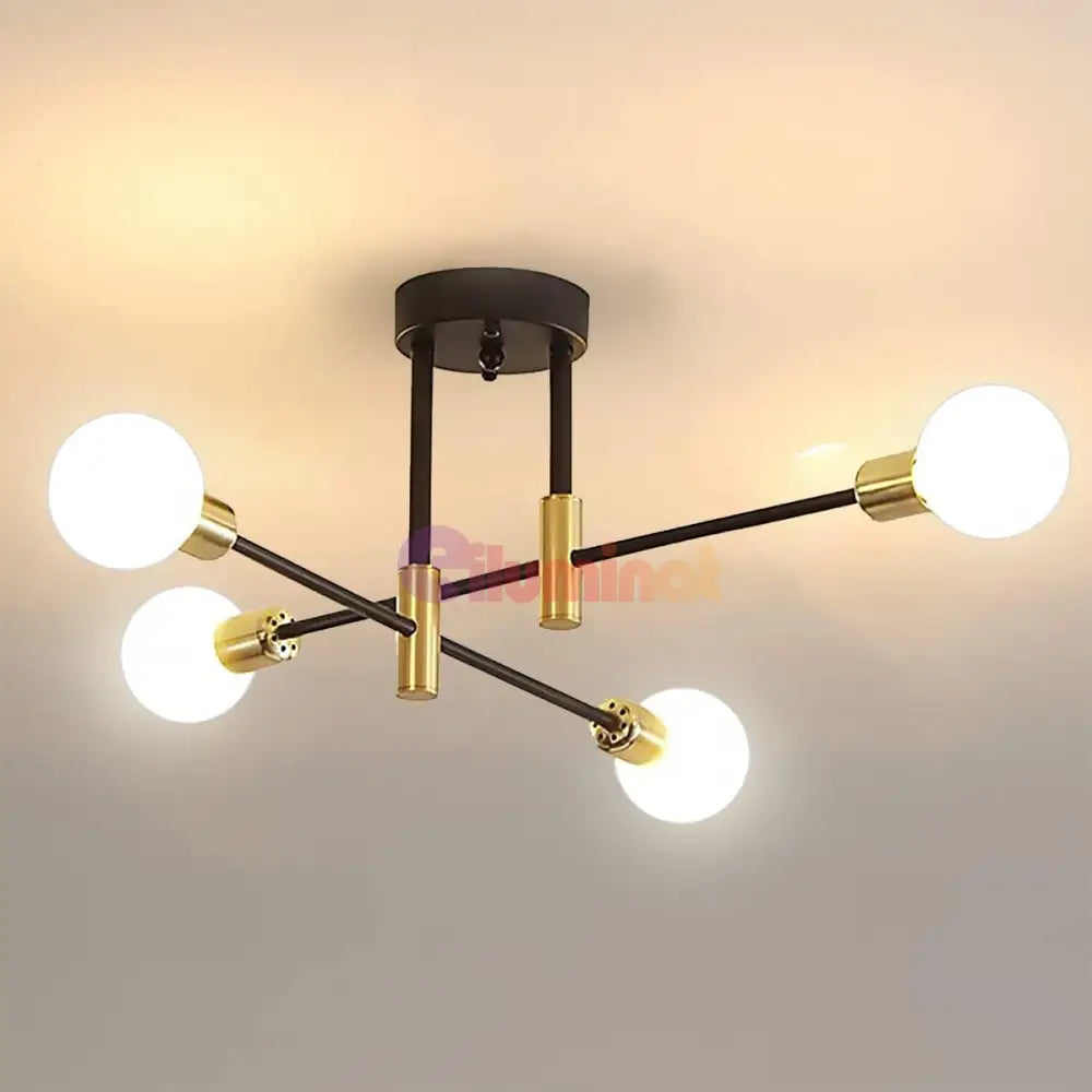 Lustra Minimalist Design 4Xe27 Black + Gold 6038/4 Lighting Fixtures