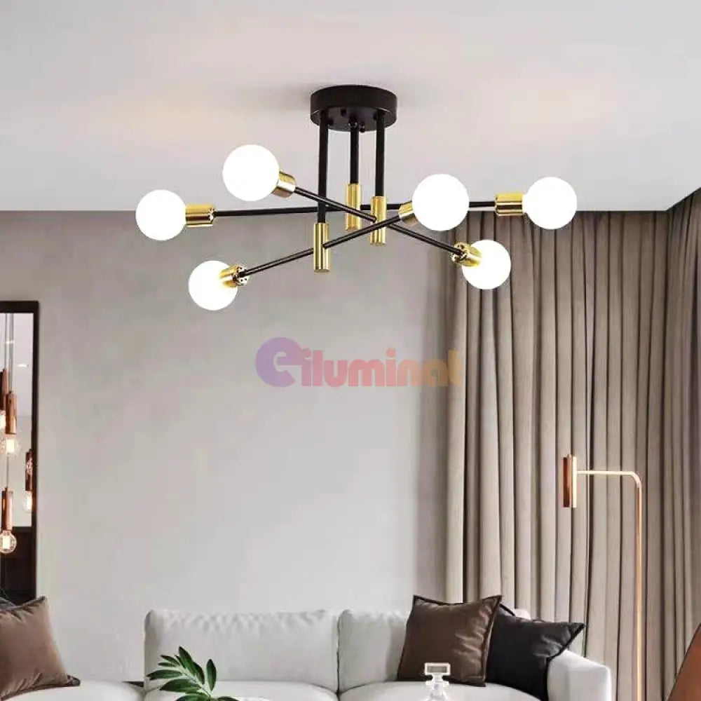 Lustra Minimalist Design 6Xe27 Black + Gold 6038/6 Lighting Fixtures