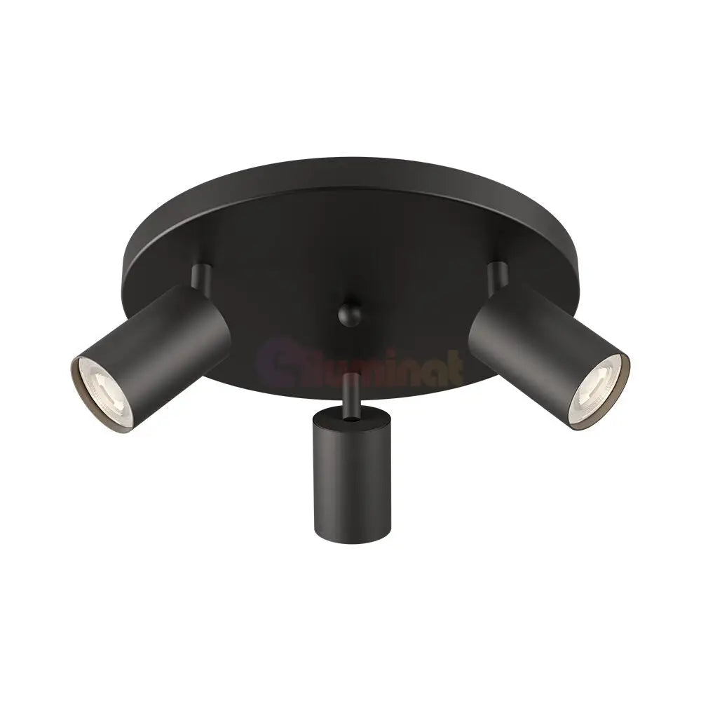 Lustra Neagra cu 3 Spoturi Reglabile Suport Rotund 3xGU10 Lighting Fixtures