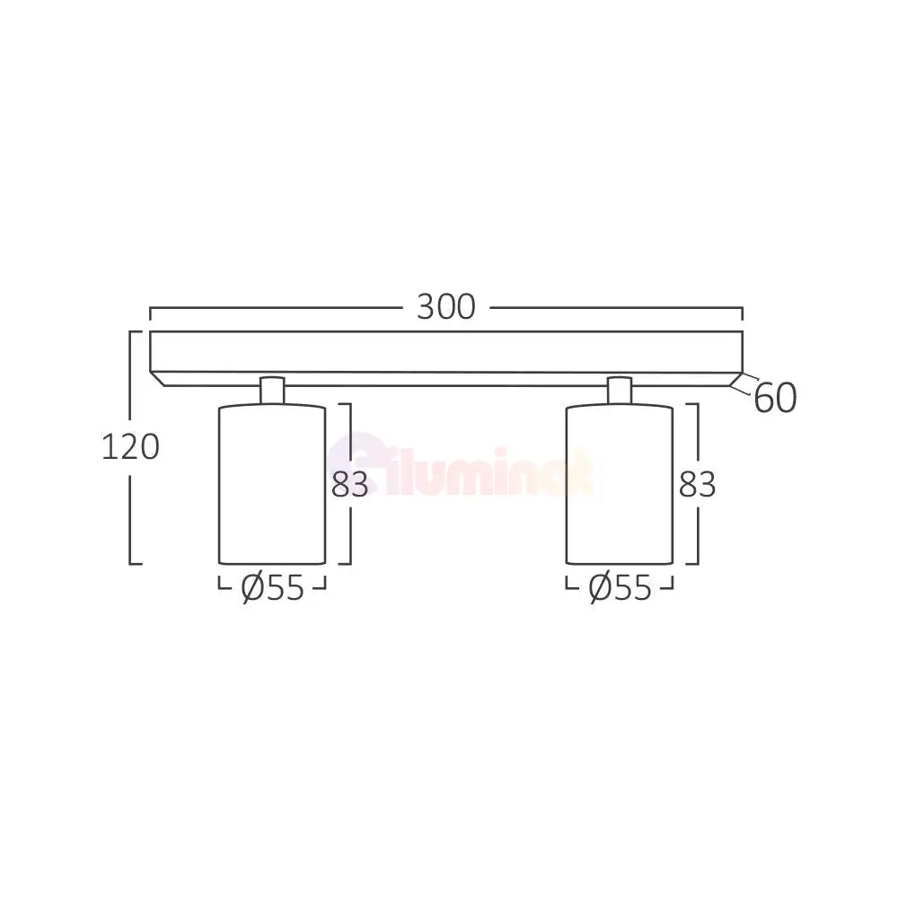 Lustra Neagra Liniara cu 2 Spoturi Reglabile 2xGU10 Lighting Fixtures