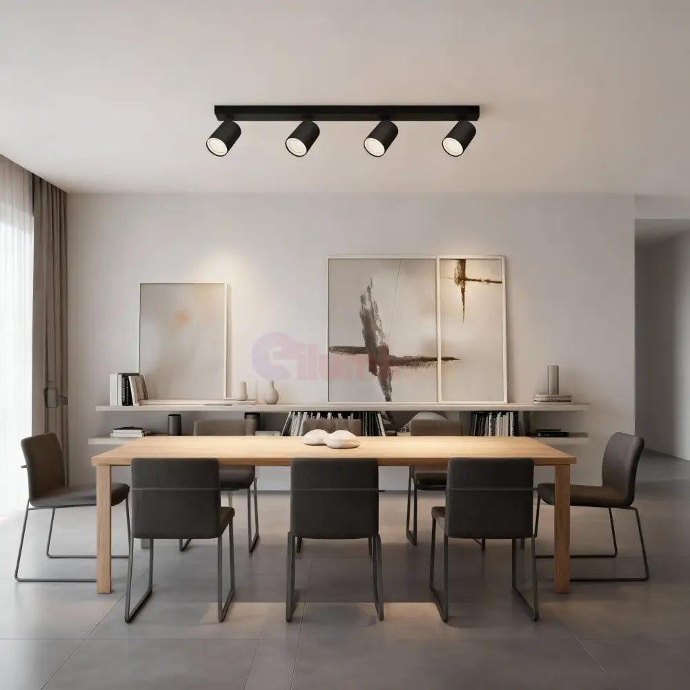 Lustra Neagra Liniara cu 4 Spoturi Reglabile 4xGU10 Lighting Fixtures