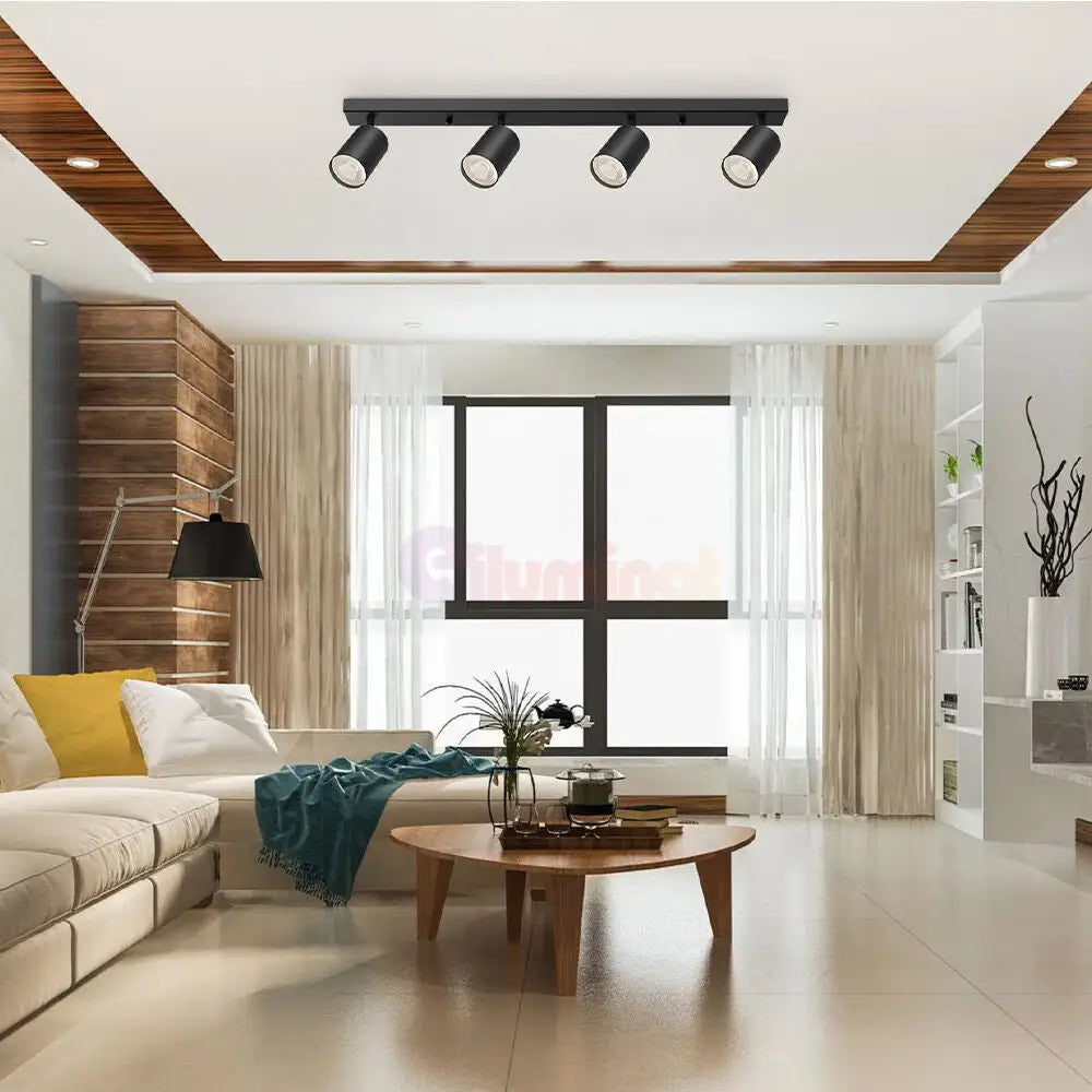 Lustra Neagra Liniara cu 4 Spoturi Reglabile 4xGU10 Lighting Fixtures