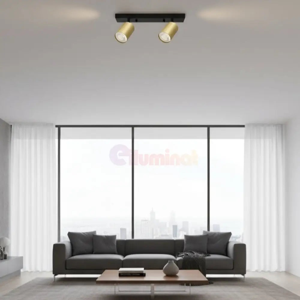 Lustra Negru & Auriu Liniara cu 2 Spoturi Reglabile 2xGU10 Lighting Fixtures