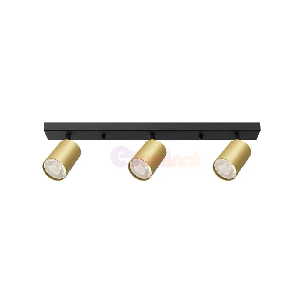 Lustra Negru & Auriu Liniara cu 3 Spoturi Reglabile 3xGU10 Lighting Fixtures