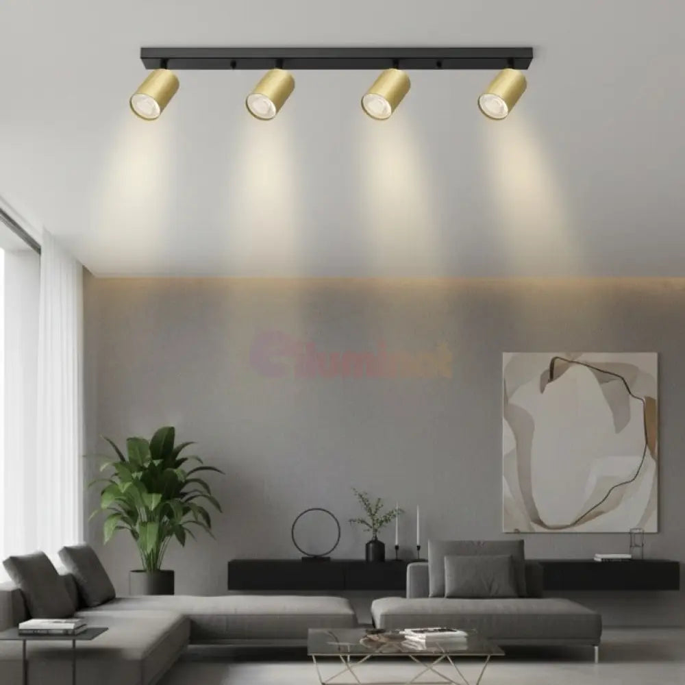 Lustra Negru & Auriu Liniara cu 4 Spoturi Reglabile 4xGU10 Lighting Fixtures