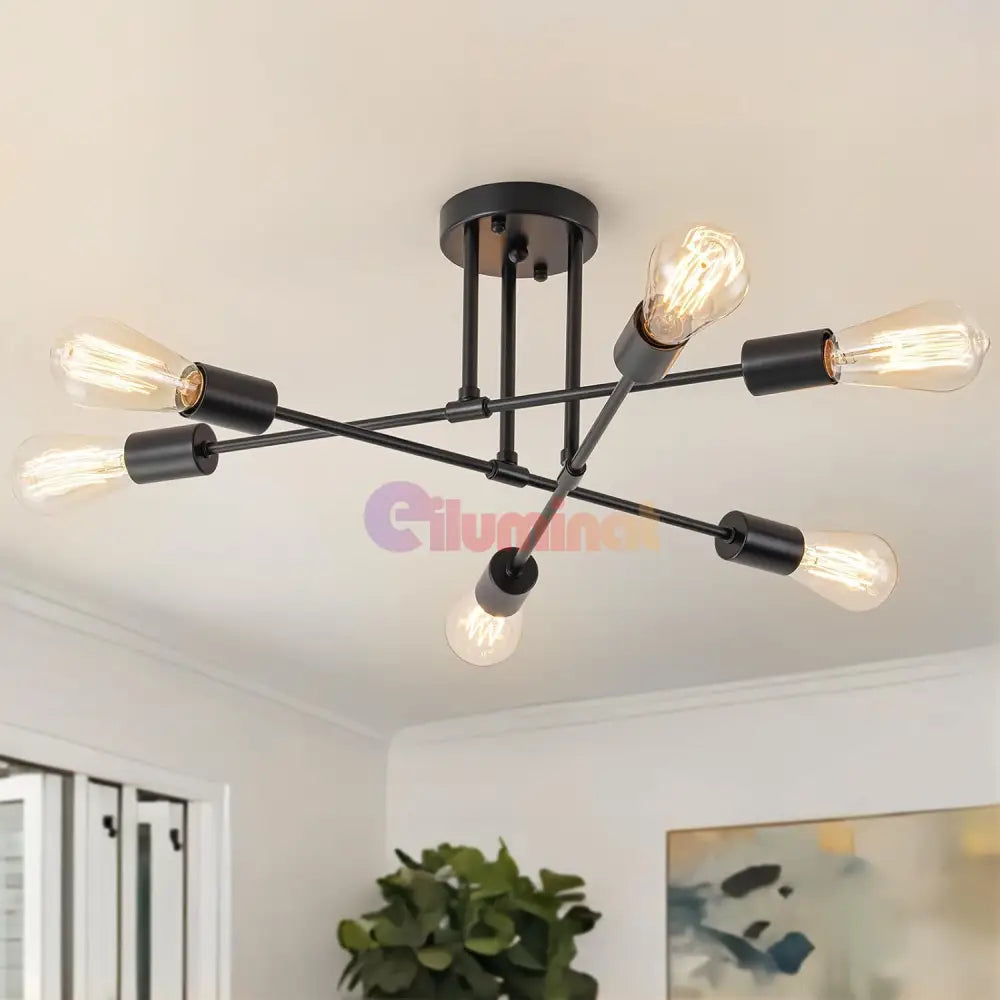 Lustra Retro Black 6xE27 DC 301-6 BK NEAGRA / VINTAGE SI RETRO DESIGN Lighting Fixtures