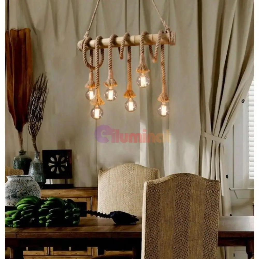 Lustra Retro Design Bamboo 6Xe27 Lighting Fixtures