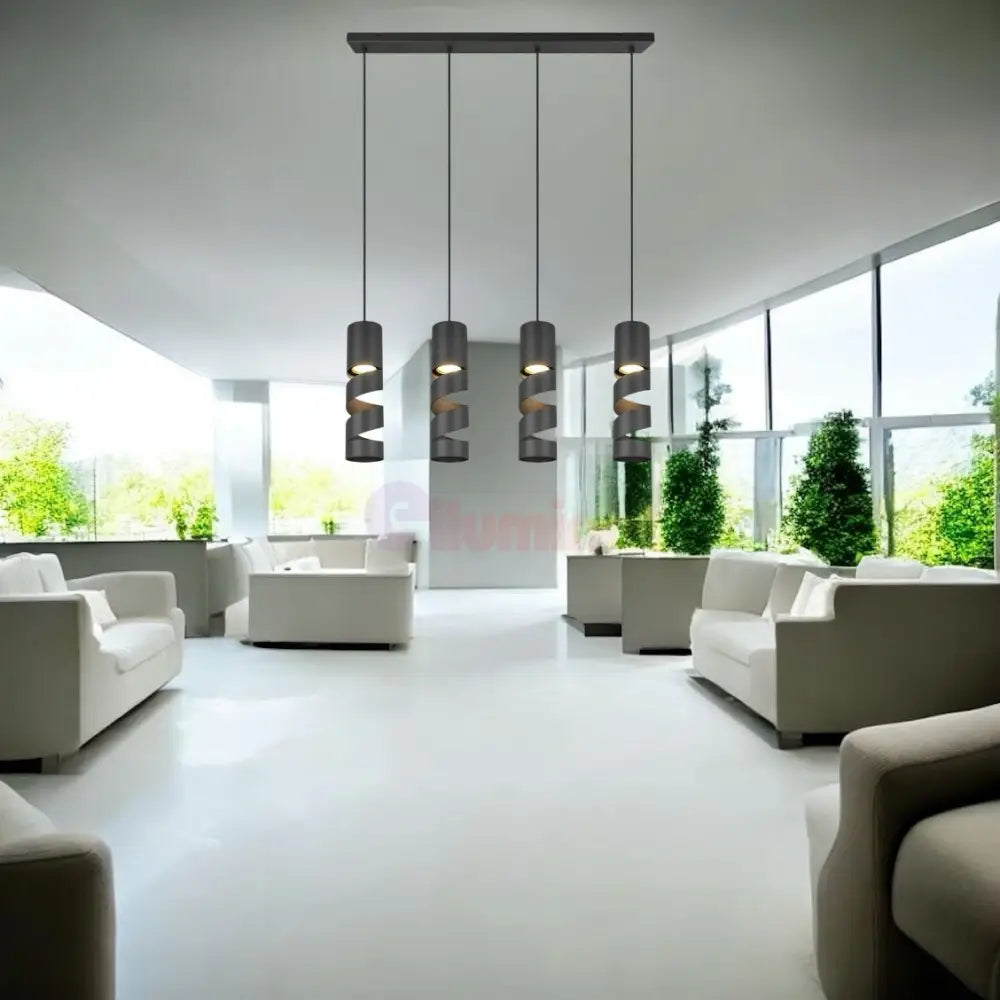 Lustra STREAM Black 4XGU10 NEAGRA / SUSPENDATE Lighting