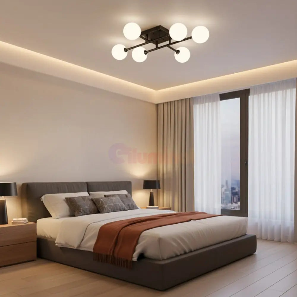 Lustra STREVA Black Abajur MAT 6xE27 Chandeliers