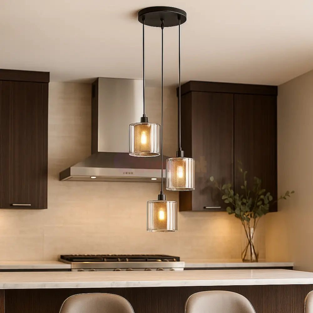 Lustra Suspendata 3xE14 Black NEAGRA / ABAJUR Chandeliers