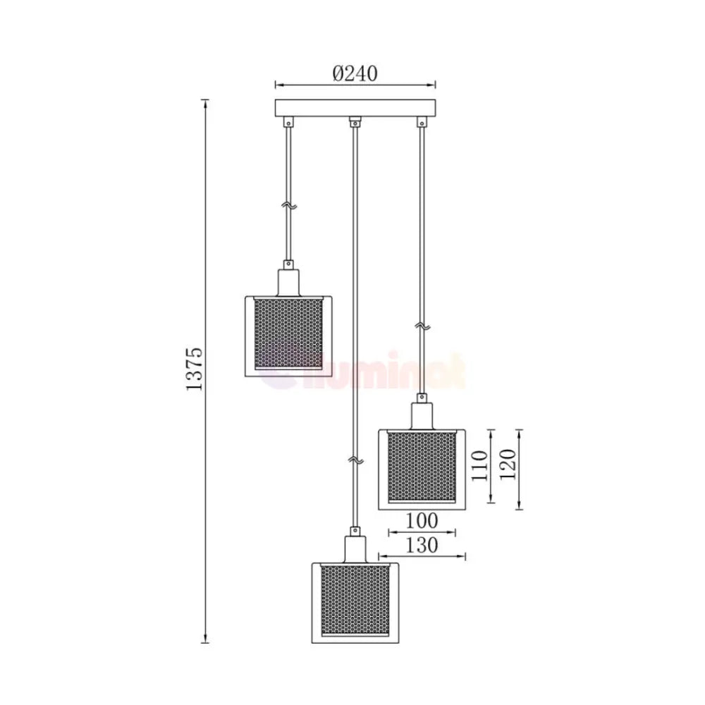 Lustra Suspendata 3xE14 Black NEAGRA / ABAJUR Chandeliers