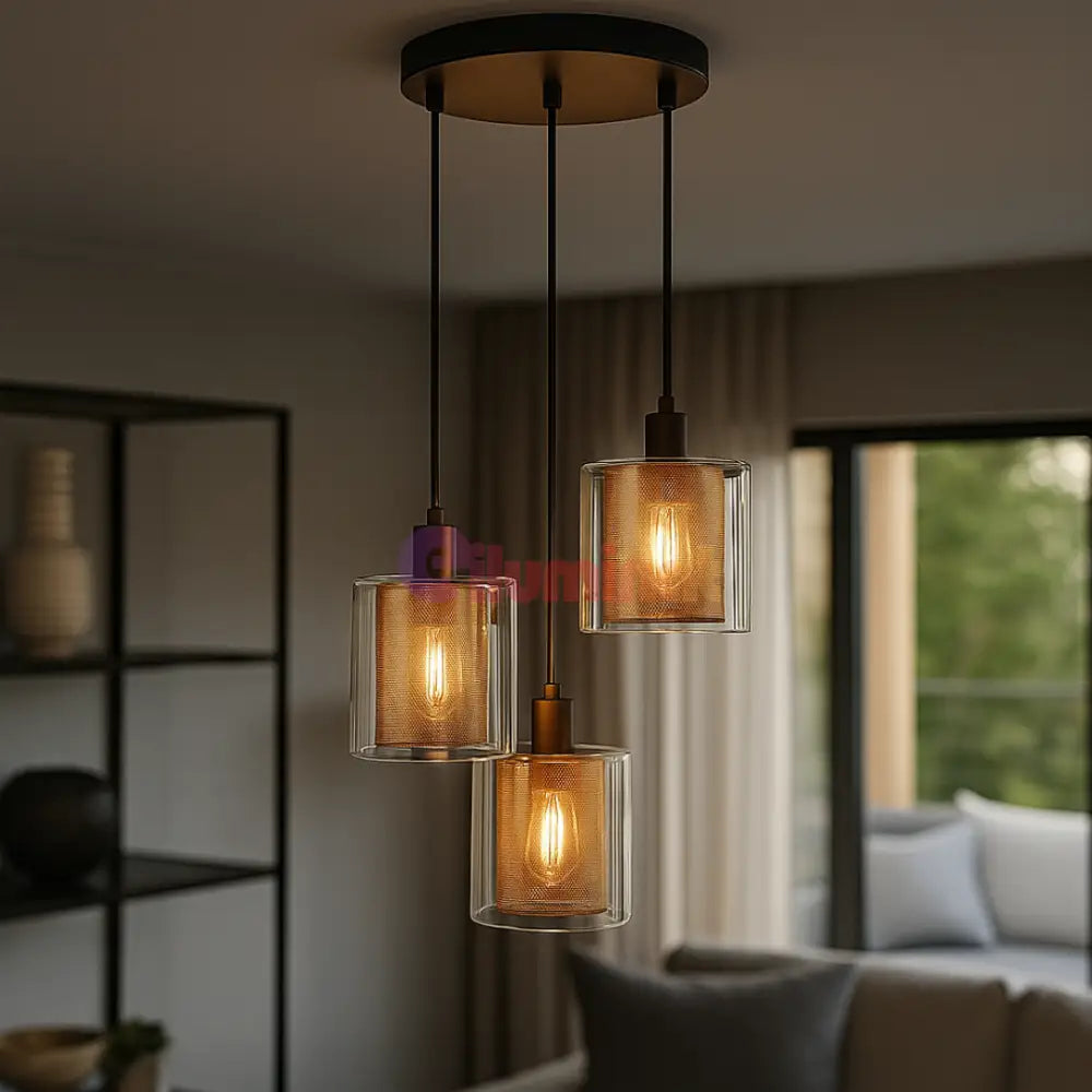 Lustra Suspendata 3xE14 Black NEAGRA / ABAJUR Chandeliers