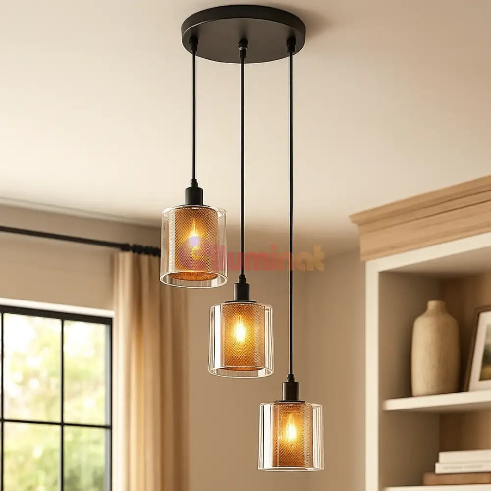 Lustra Suspendata 3xE14 Black NEAGRA / ABAJUR Chandeliers