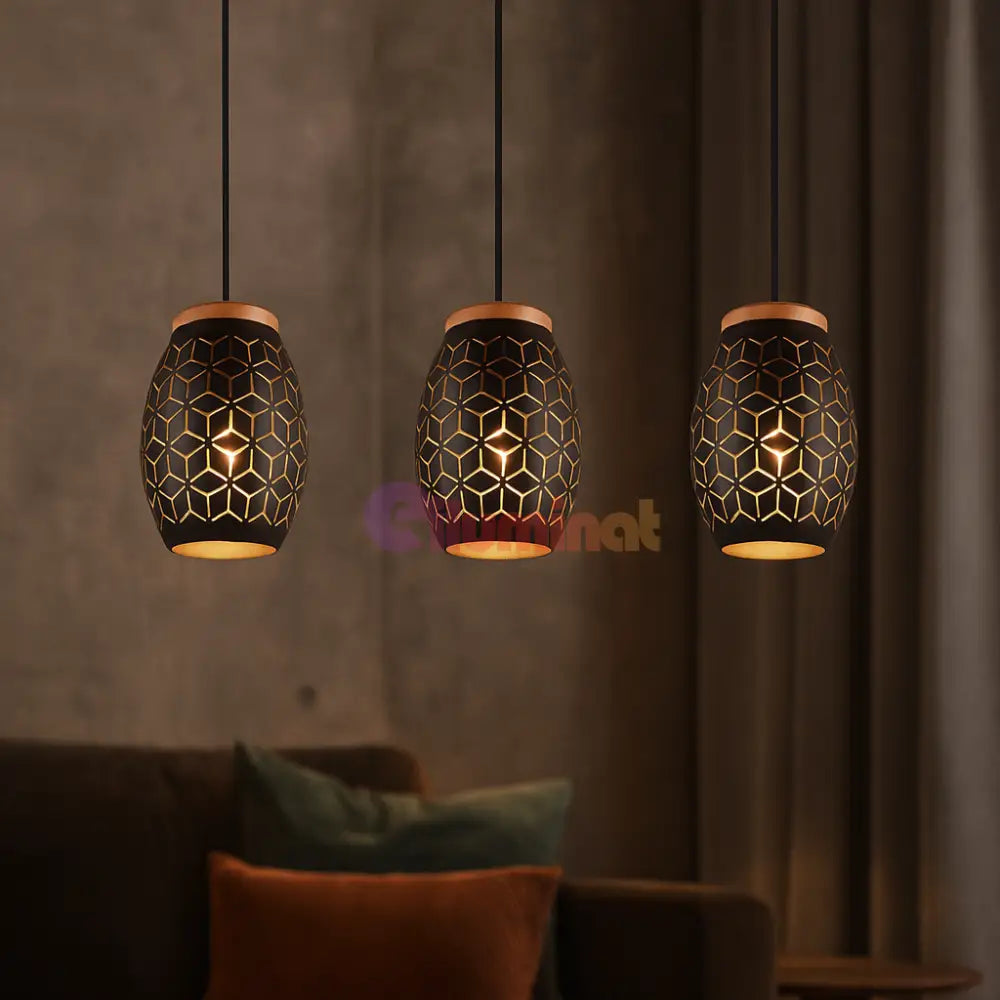 Lustra Suspendata 3xE27 BIDAR Neagra NEAGRA / VINTAGE SI RETRO DESIGN Lighting Fixtures
