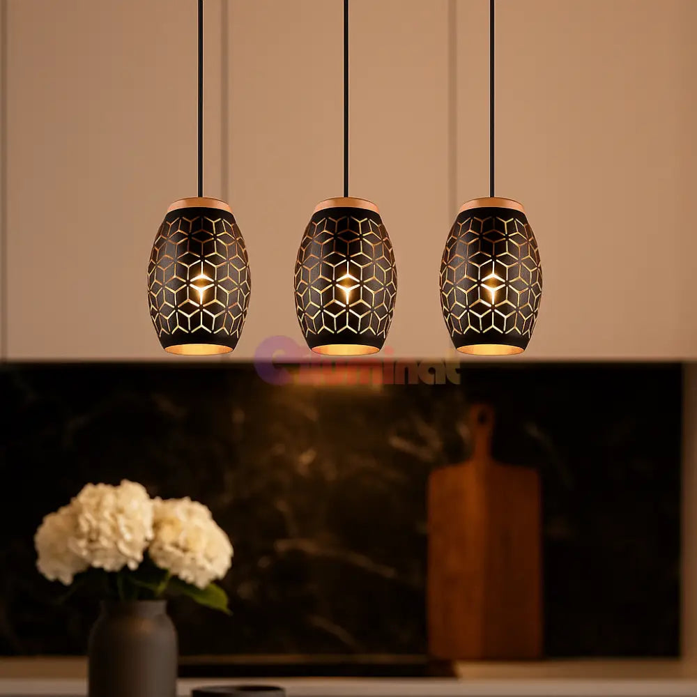 Lustra Suspendata 3xE27 BIDAR Neagra NEAGRA / VINTAGE SI RETRO DESIGN Lighting Fixtures