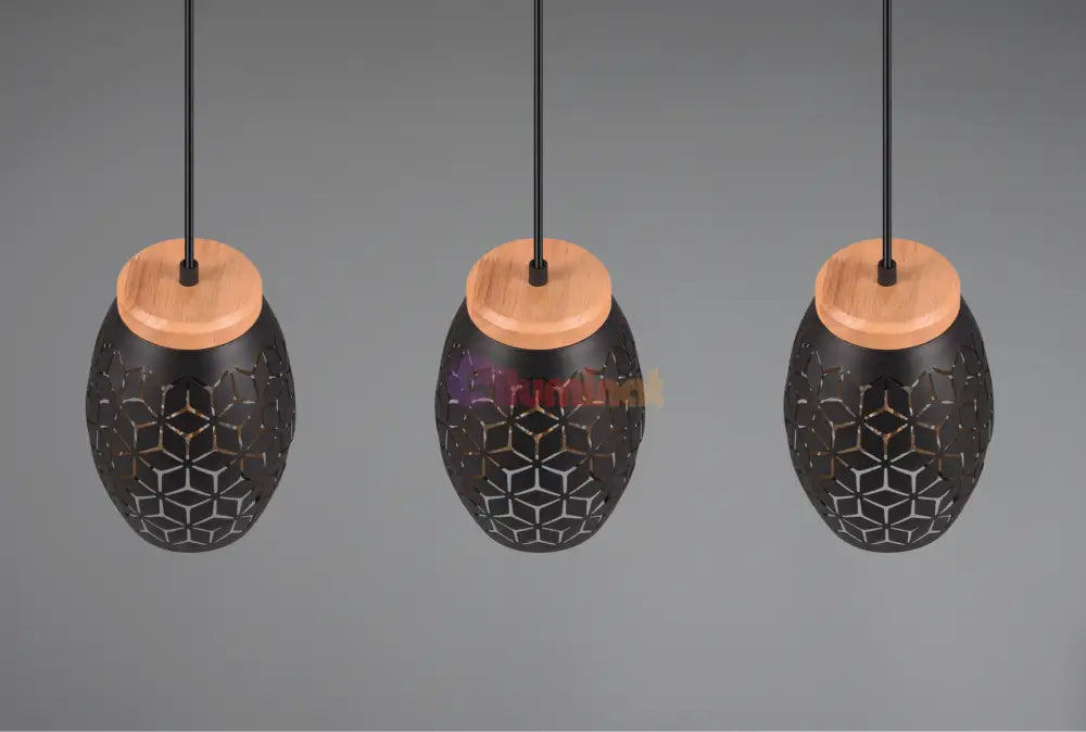Lustra Suspendata 3xE27 BIDAR Neagra NEAGRA / VINTAGE SI RETRO DESIGN Lighting Fixtures