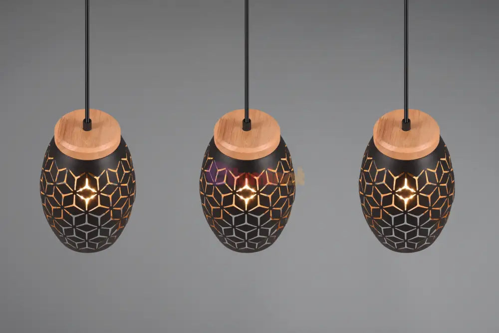 Lustra Suspendata 3xE27 BIDAR Neagra NEAGRA / VINTAGE SI RETRO DESIGN Lighting Fixtures