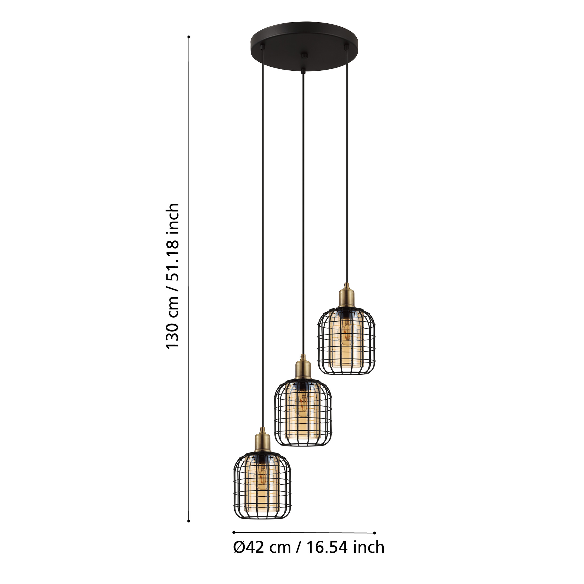 Lustra Suspendata 3xE27 CHISLE EGLO 43499 NEAGRA / VINTAGE SI RETRO DESIGN Lighting Fixtures