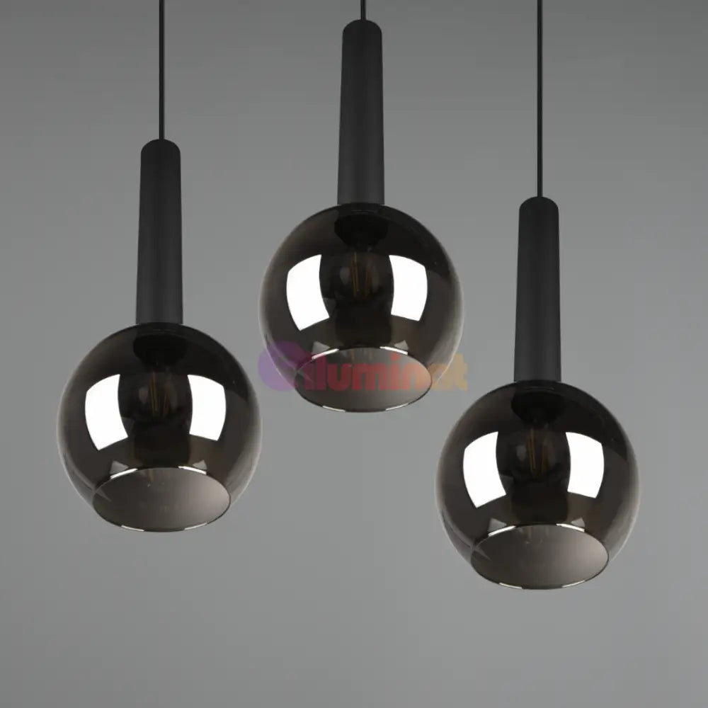 Lustra Suspendata CLAYTON 3xE27 NEAGRA / ABAJUR Chandeliers