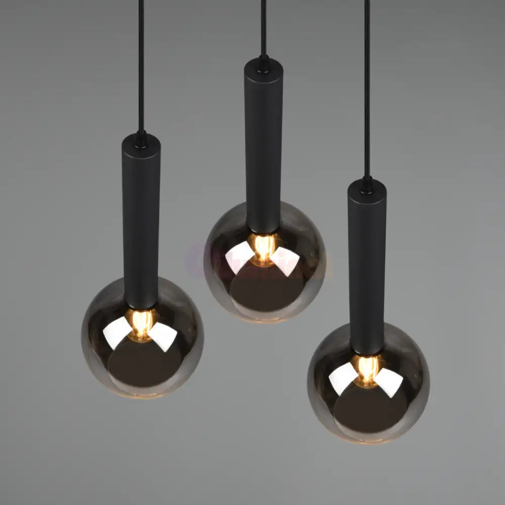 Lustra Suspendata CLAYTON 3xE27 NEAGRA / ABAJUR Chandeliers