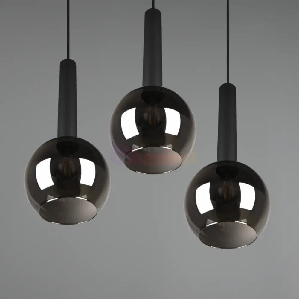 Lustra Suspendata CLAYTON 3xE27 NEAGRA / ABAJUR Chandeliers
