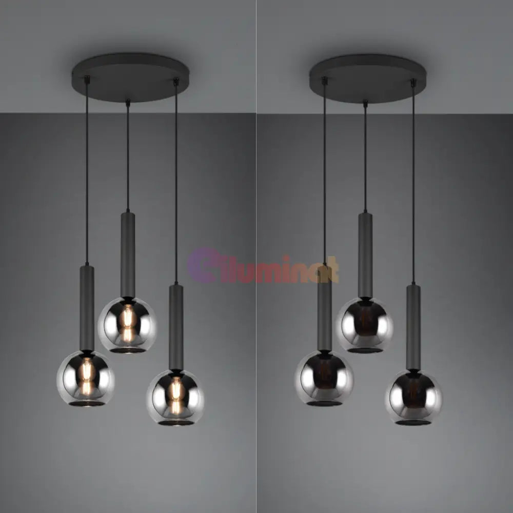 Lustra Suspendata CLAYTON 3xE27 NEAGRA / ABAJUR Chandeliers