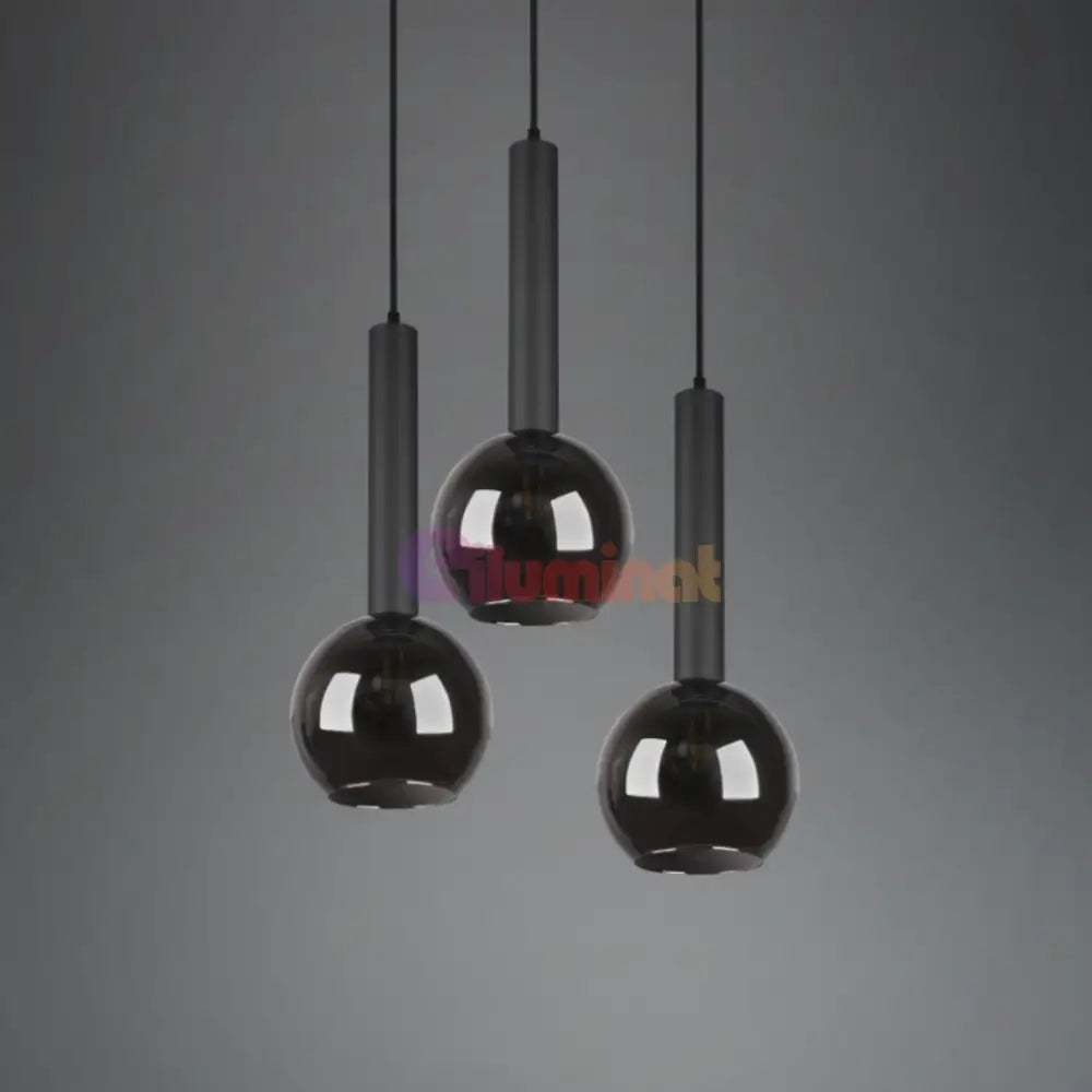 Lustra Suspendata CLAYTON 3xE27 NEAGRA / ABAJUR Chandeliers