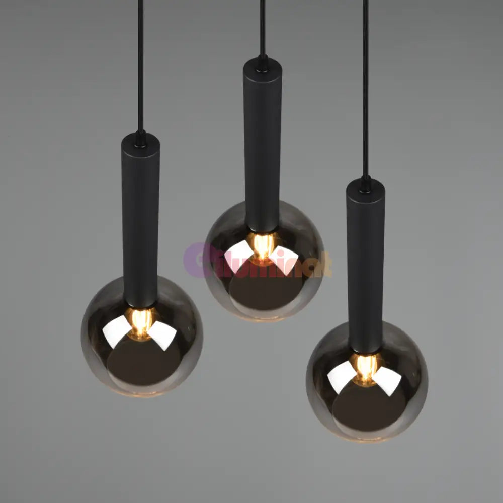 Lustra Suspendata CLAYTON 3xE27 NEAGRA / ABAJUR Chandeliers