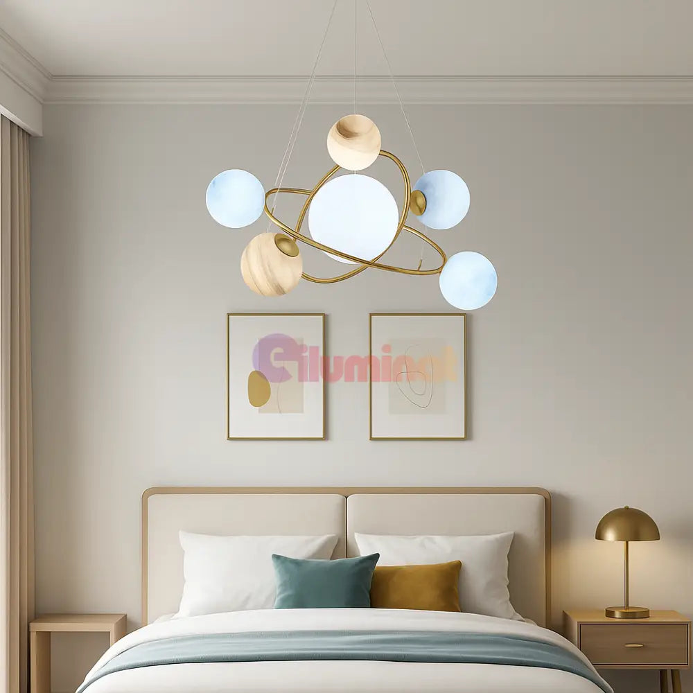 Lustra Suspendata Abajur Mat Gold Murano Style 7xE27 AURIE / SUSPENDATE Lighting Fixtures