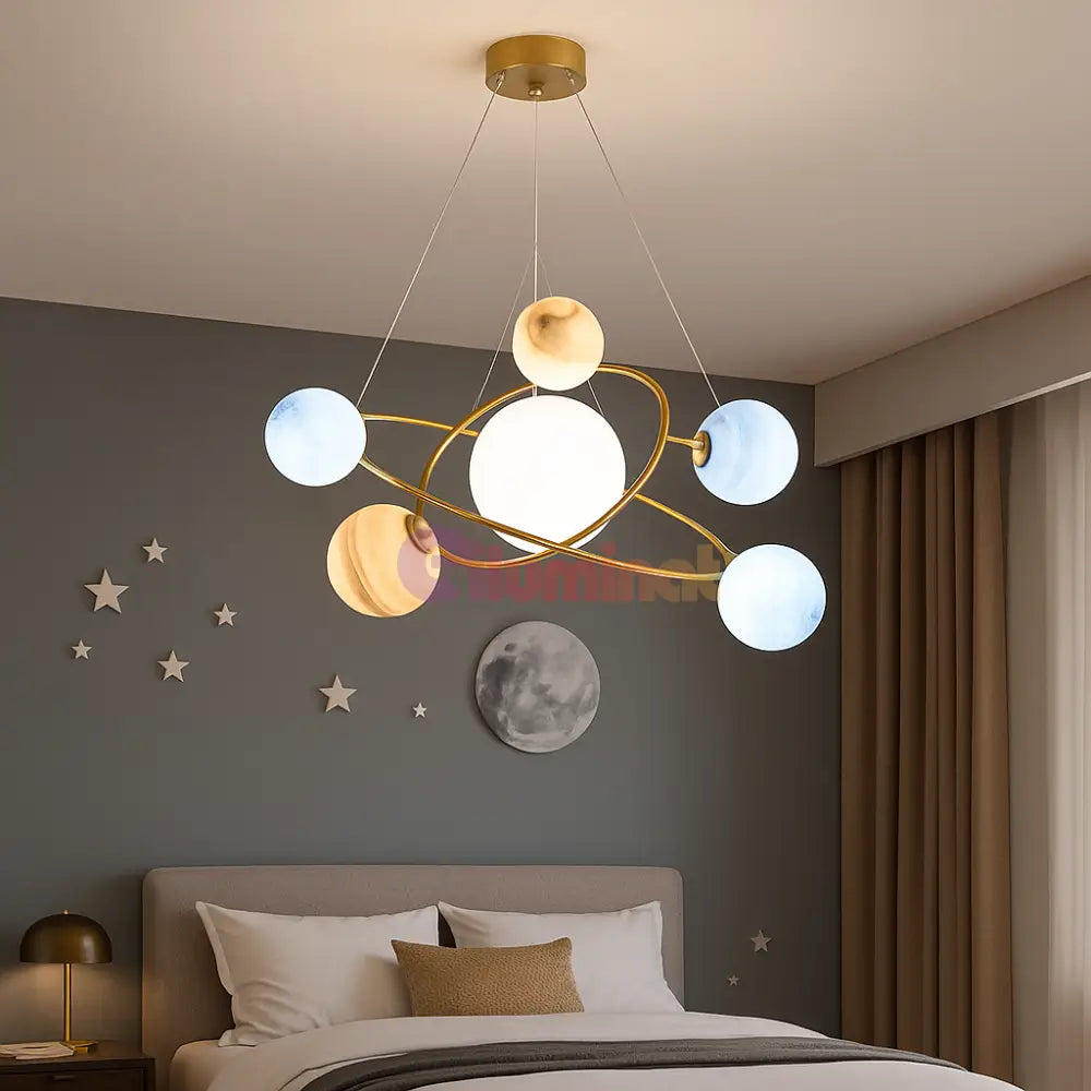 Lustra Suspendata Abajur Mat Gold Murano Style 7xE27 AURIE / SUSPENDATE Lighting Fixtures