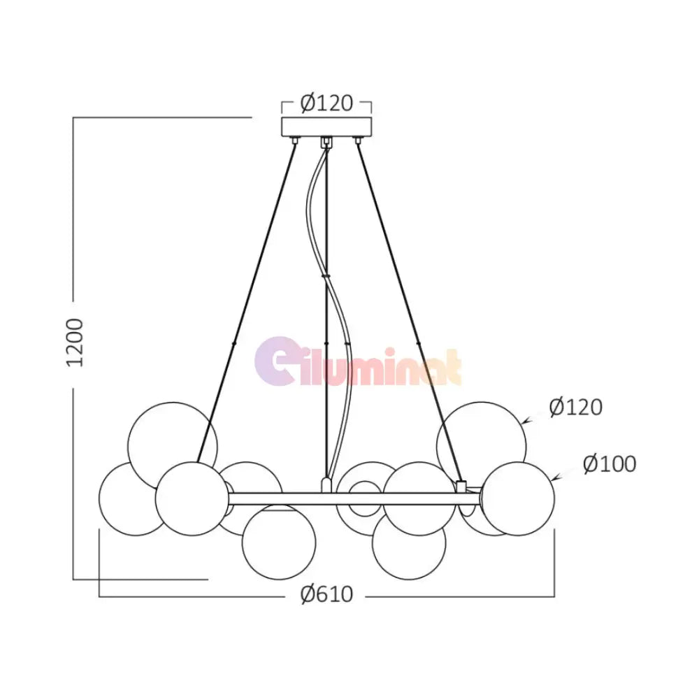 Lustra Suspendata Abajur 11xG9 Black AURIE / ABAJUR Lighting Fixtures