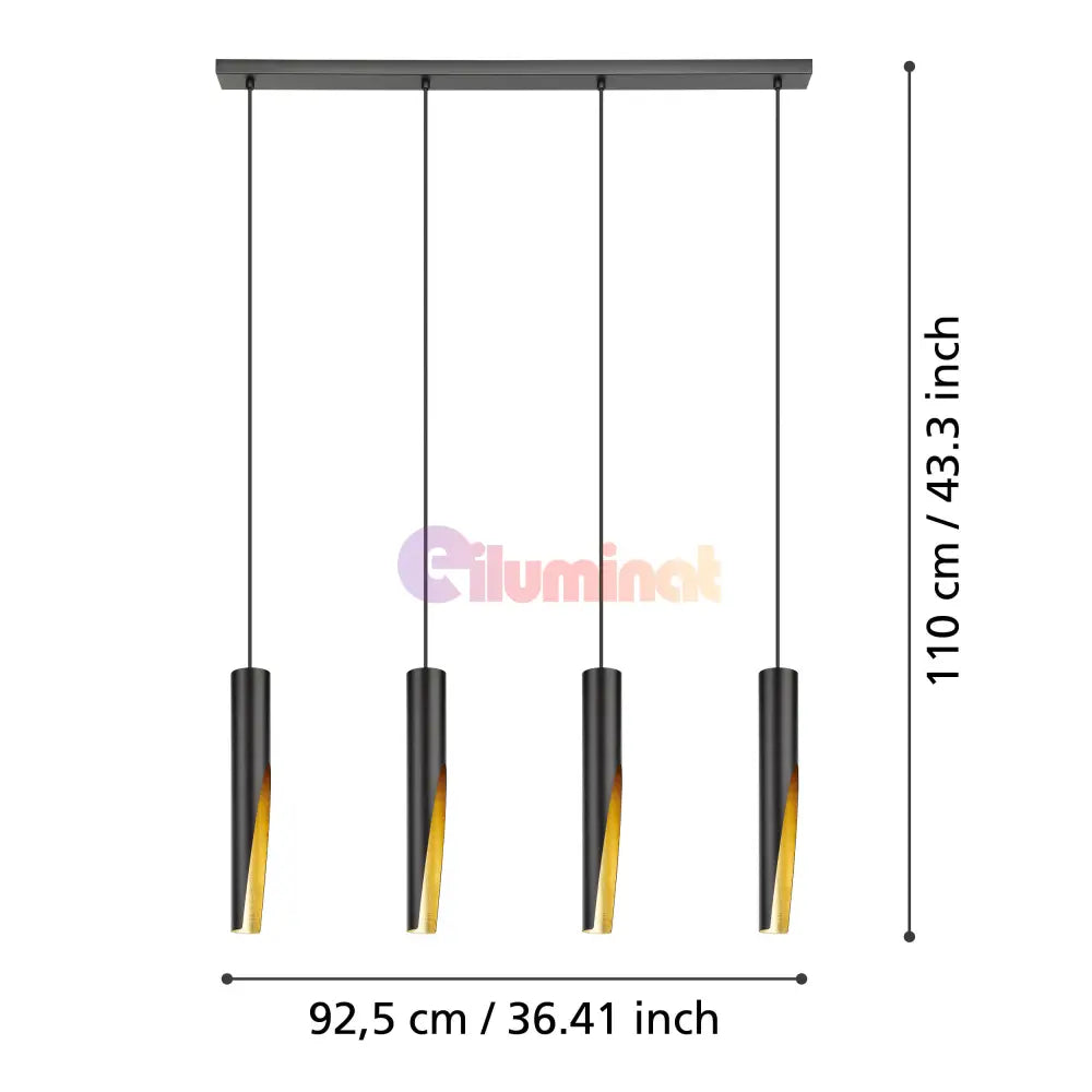 Lustra Suspendată BARBOTTO Black & Gold 110CM NEGRU + AURIU / SUSPENDATE / 110CM Chandeliers