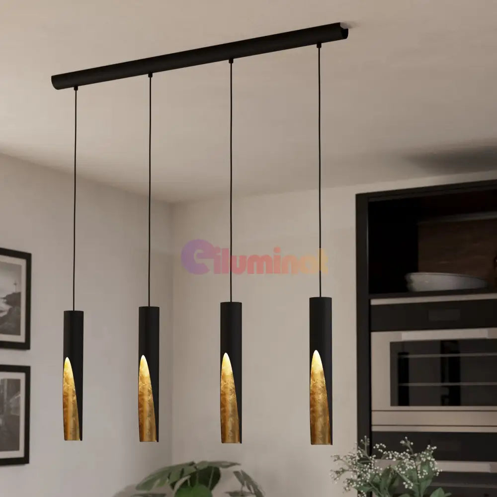 Lustra Suspendată BARBOTTO Black & Gold 110CM NEGRU + AURIU / SUSPENDATE / 110CM Chandeliers